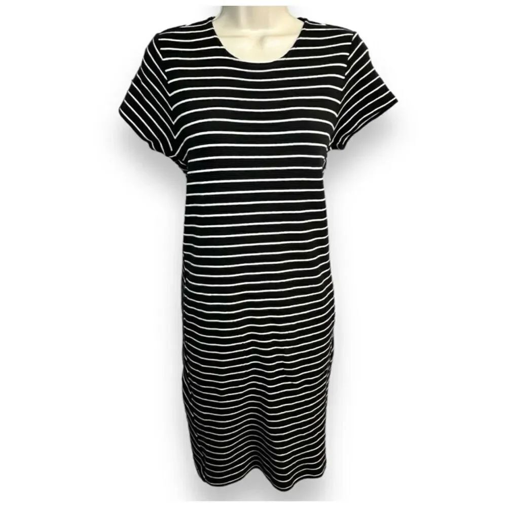 ✨J. Jill Women’s T-Shirt Sz XS Dress Black White Striped✨